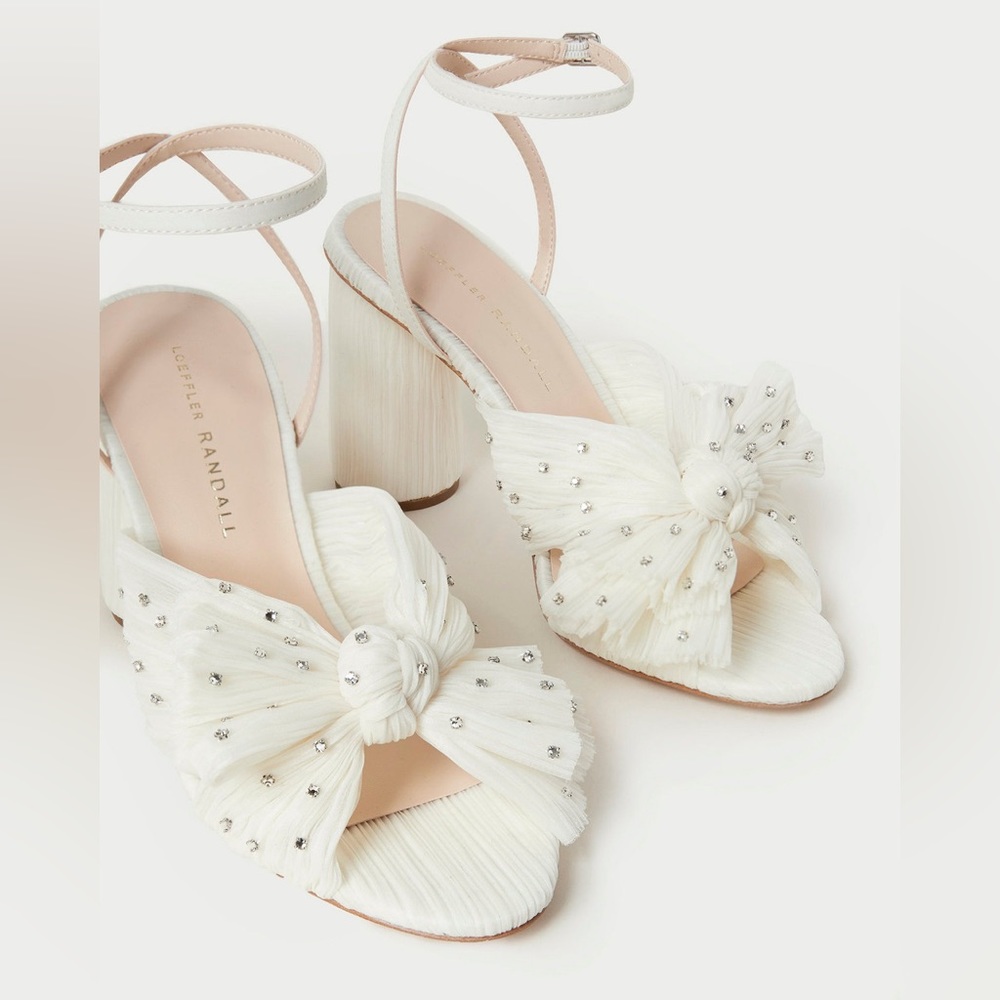Loeffler Randall Camellia Knotted Sandal in Pearl/Rhinestone